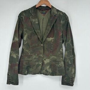 Tommy Hilfiger Boston Fit Utility Blazer Green Camo Floral Italian Jacket M